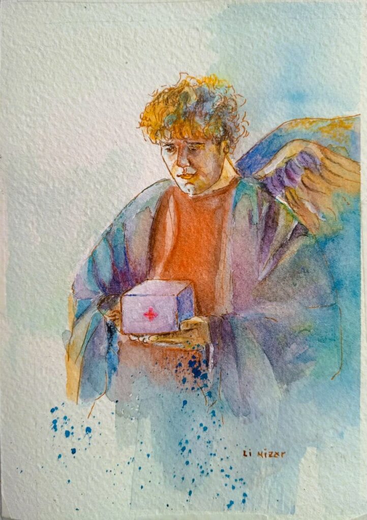 Angel en Colombia, obra espiritual en acuarela de Li Mizar