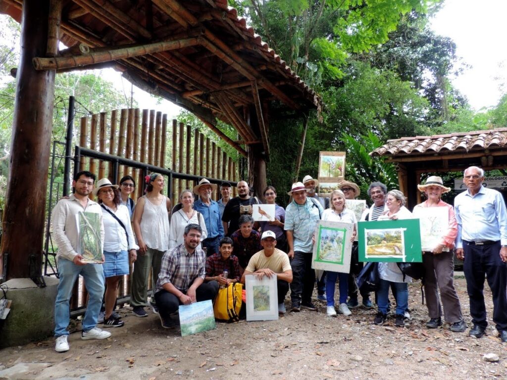 Encuentro de acuarelistas con sus obras