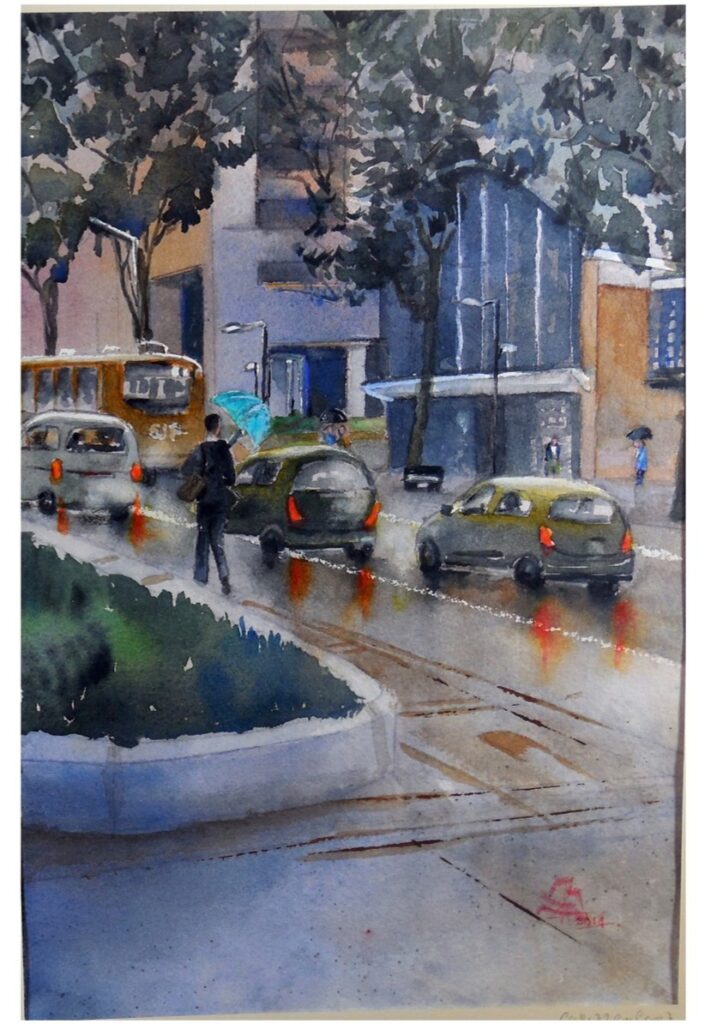Calle 72 Bogota, paisaje en acuarela de Li Mizar